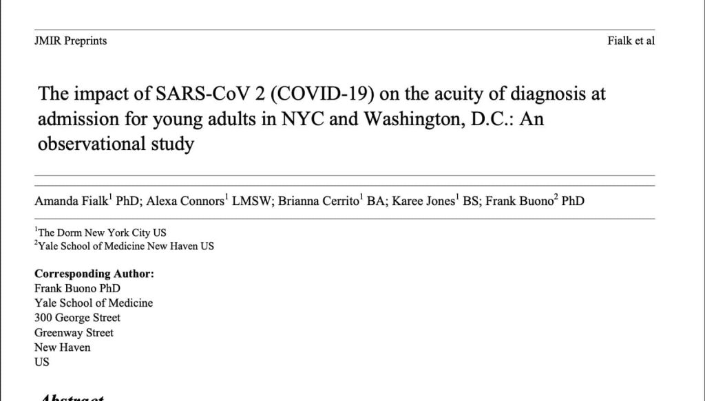The Impact of SARS-CoV 2 (COVID-19) on the acuity of diagnosis at admission for young adults in NYC and Washington, DC.: An observational study.