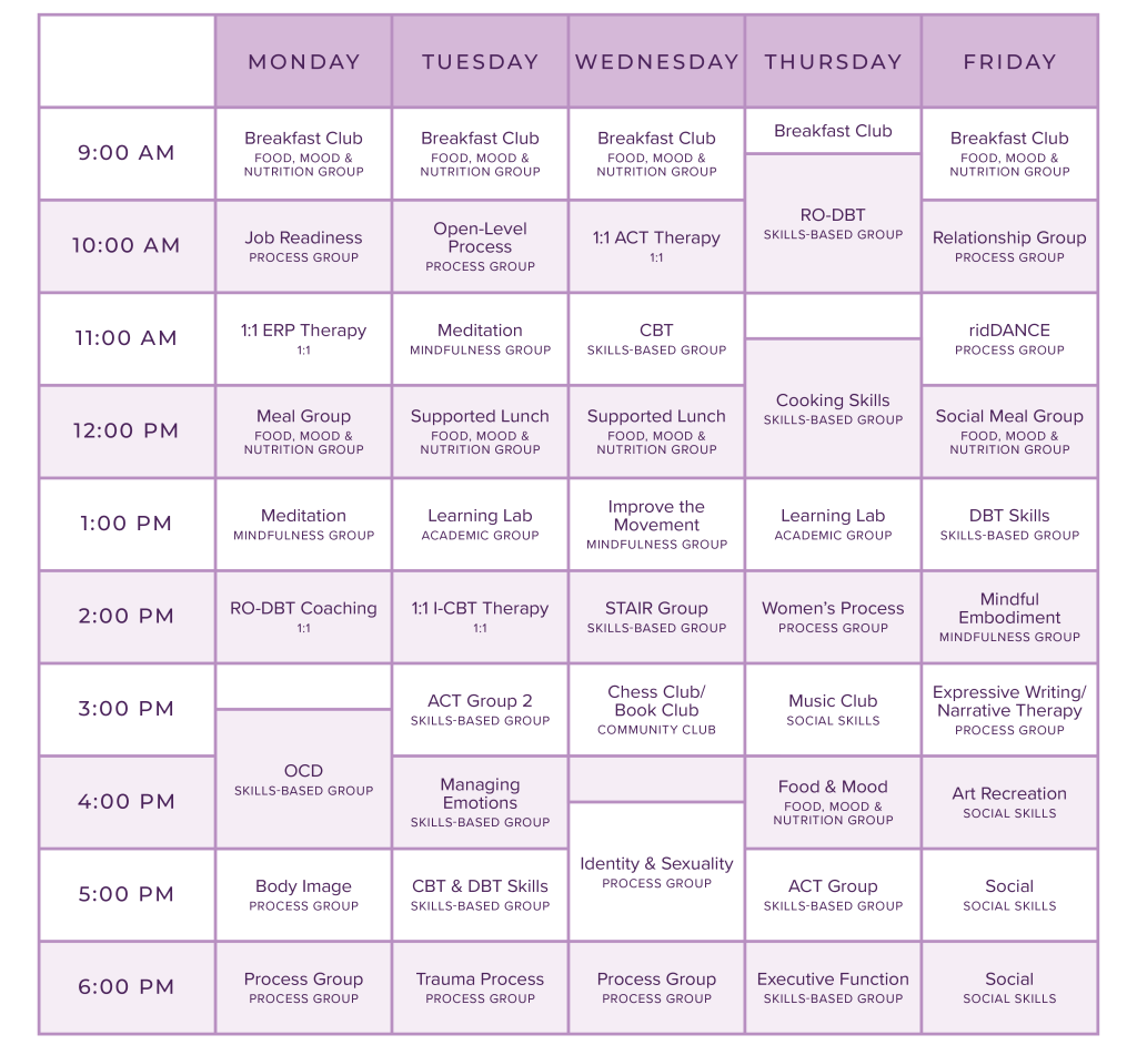 Liana's Weekly Group Schedule for January 2026